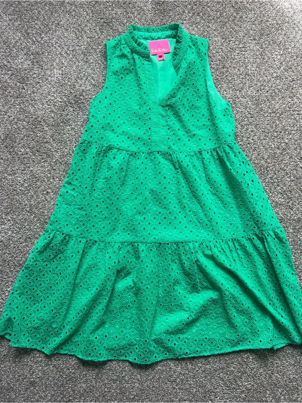 Lilly Pulitzer Women’s Bright Green Eyelet Tiered Dress